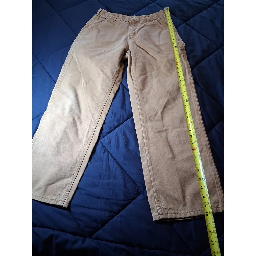 Carhartt B111 BRN Flannel Lined Duck Canvas Work Pants Mens 32x30 Brown Dungaree